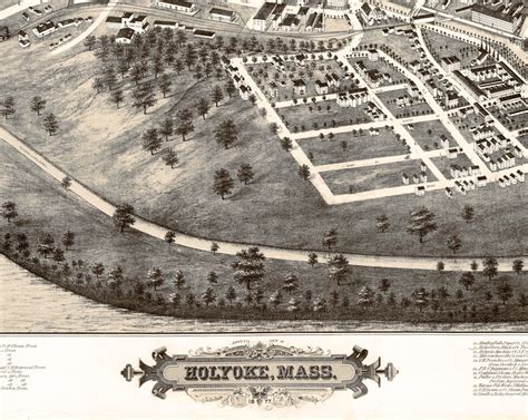 Large Vintage City Map Of Holyoke Massachusetts 1877 Print Etsy