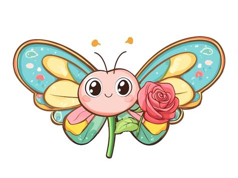 Un Dibujo De Una Mariposa Con Una Flor Rosa Y La Palabra Mariposa En