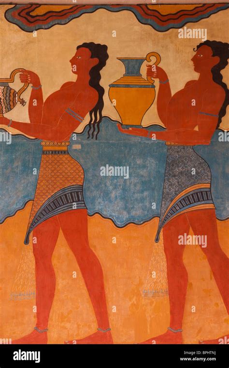 Fresco at Knossos Minoan Palace in Crete, Greece Stock Photo - Alamy