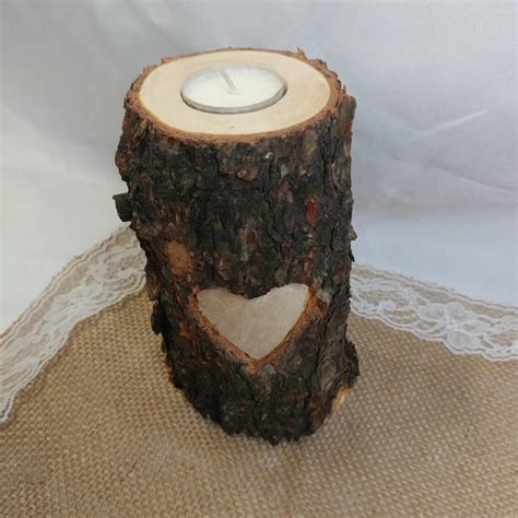 Log Candle Holder Etsy