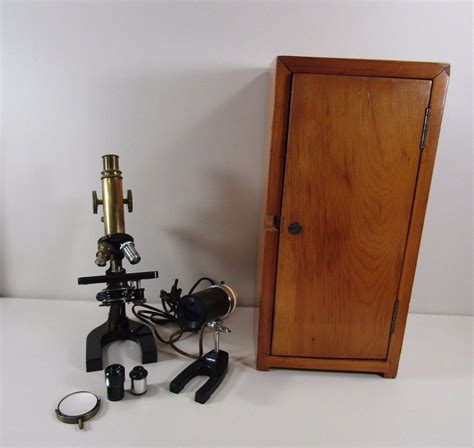 Brass Bausch Lomb Optical Co F H Thomas Co Boston Microscopic In Wood