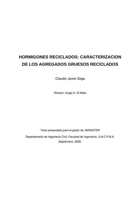 Pdf Hormigones Reciclados Caracterizacin De Los Agregados Gruesos