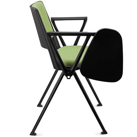 Chaise Visiteur Carina Avec Tablette Pi Tement Noir Tissu Vert