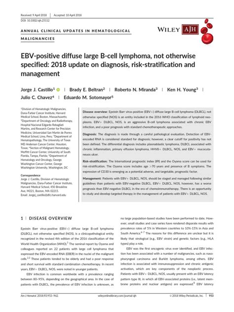 Ebv Positive Diffuse Large B Cell Lymphoma Download Free Pdf Lymphoma Immune System