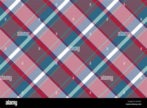 Tartan Plaid Pattern In Blue And Red Print Fabric Texture Seamless Check Vector Background