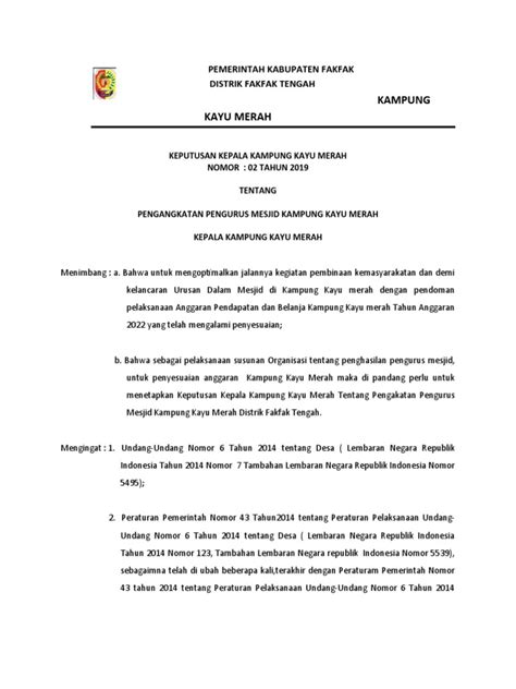 Contoh Sk Pengurus Mesjid Pdf