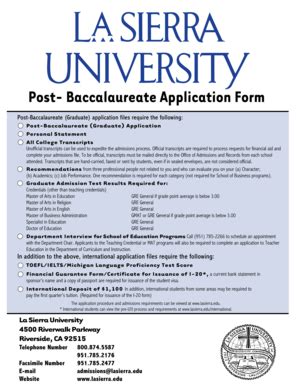 Fillable Online Oakleague Post Baccalaureate Application Form