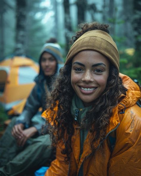 Premium Photo Friends Setting Up Tents And Camping Together Background