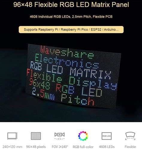 Panel Flexible De Matriz Led Rgb A Todo Color De X P Xeles Paso