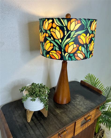 Mid Century Vintage Style Fiberglass Lamp Shade Stained Etsy