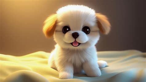 Premium AI Image | Cute baby puppy on the bed ai generated