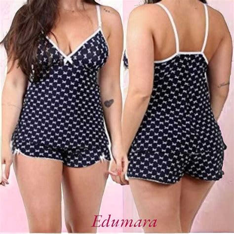 Pijama Feminino Baby Doll Liganete Estampado Conforto Roupa De Dormir Shordoll Lingerie Baby