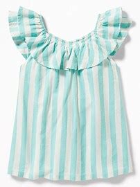 Striped Ruffle Trim Swing Top For Girls Old Navy