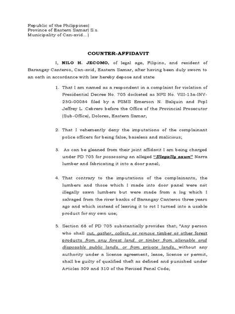 Counter Affidavit Pdf Affidavit Justice