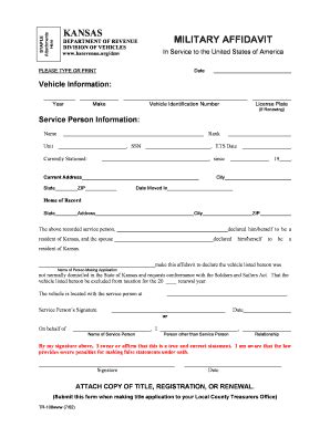 Kansas Dmv Military Affidavit Form Fill And Sign Printable Template