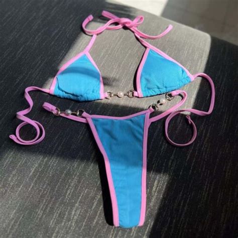 New Sexy Mini Bikini Shiny Women Brazilian G String Set Thong Swimwear Swimsuits EBay