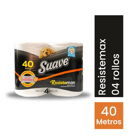 Suave Papel Higienico Resistemax Doble Hoja 40 Metros X 4 Rollos