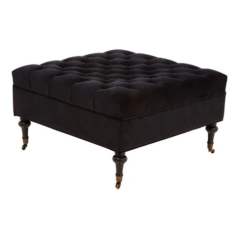 Sabrina Black Velvet Footstool