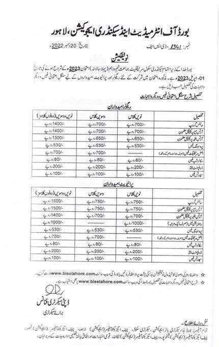 9th Class Private Admission Form 2023 Lahore Board Printable Forms Free Online