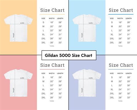 Digital Gildan 5000 Heavy Cotton T Shirt Size Chart Download Modern