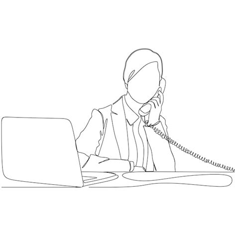 Premium Vector Continuous Line Drawing Of Business Woman Talking