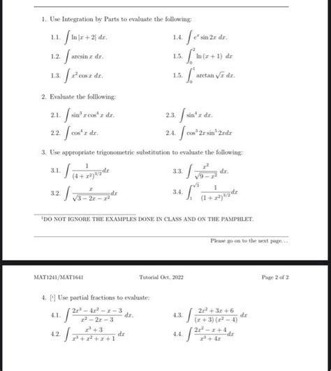 Solved 1 Use Integration By Parts To Evaluate The