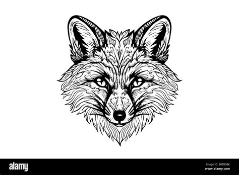 Fox Logotype Mascot Hand Drawn Ink Sketch Vector Illustration In