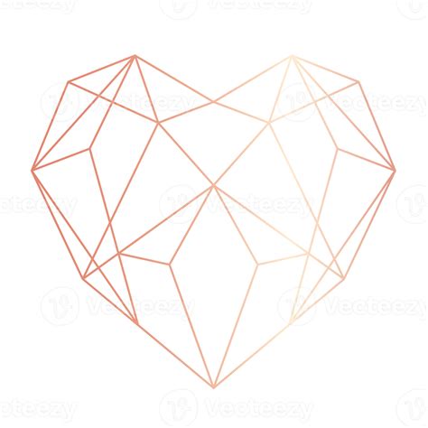 Rose Gold Heart Geometric Png