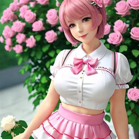 Cute Big Titty Florist Girl With Short Pink Hair Wit Openart