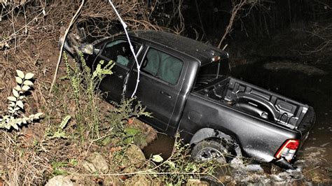 Driver Crawls Out Of Pickup Truck After Slamming Into Embankment And