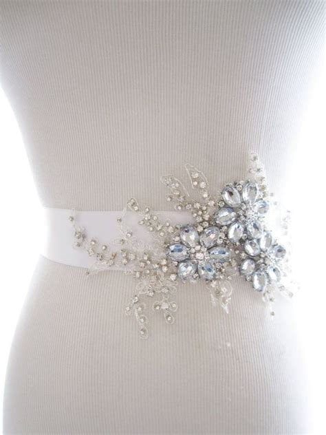 Rhinestone Bridal Sash Amazing Rhinestone Beaded Lace Applique Bridal