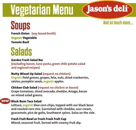 Menu At Jason S Deli Restaurant Arlington W Road To Six Flags St