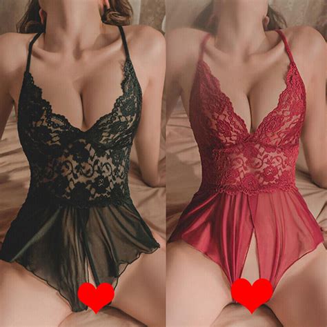 Women S Lingerie Sheer Lace Mini Babydoll Teddy Sexy Bodysuit Backless Sleepwear EBay