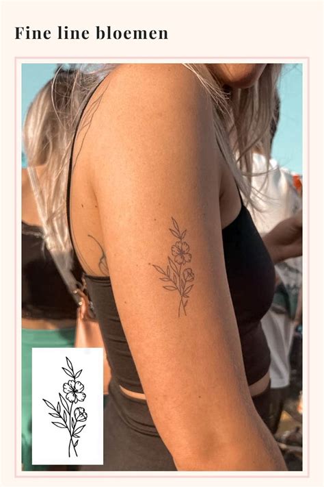 Tijdelijke Tattoo Fine Line Bloemen Tattoo Tijdelijk