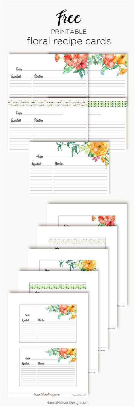 Floral recipe cards | get your recipes organized – Hanna Nilsson Design