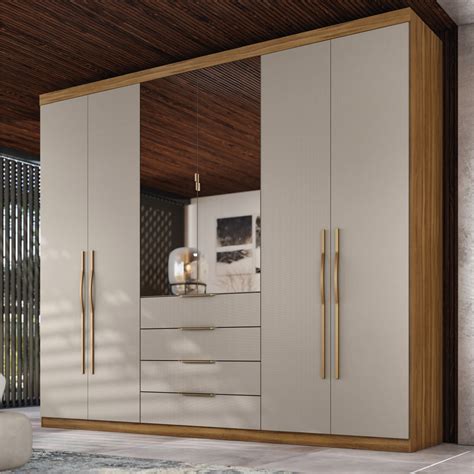 Amêndola Touch Nude Prime TX Guarda Roupa Casal 6 Portas Espelho