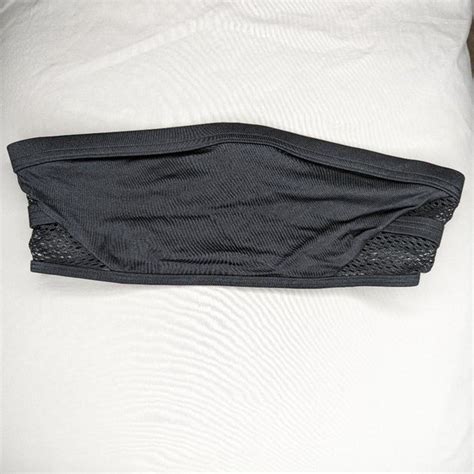 Victoria S Secret Swim Black Strapless Sexy Bikini Swim Mesh Detail Top Bandeau S Victorias