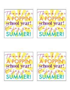 Free Printable Teacher Gift Tags Thanks For A Poppin School Year