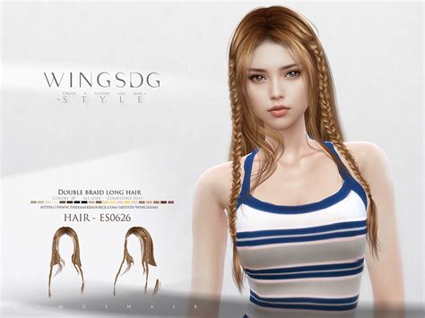 The Sims Resource Wings Es0626 Double Braid Long Hair