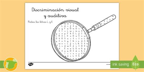 Ficha de discriminación visual y auditiva La letra L