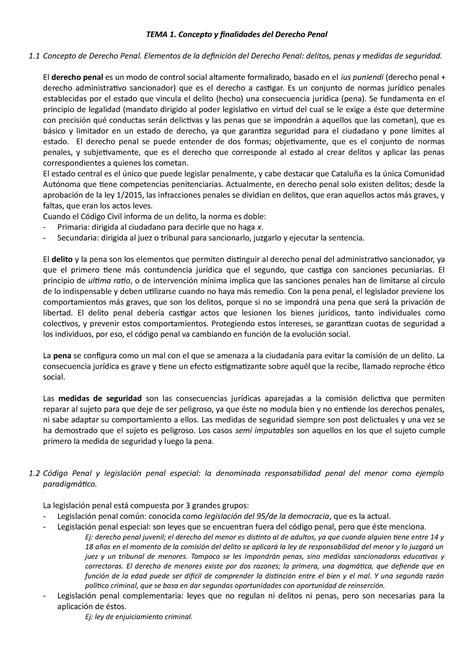 1 Concepto De Derecho Penal Tema 1 Concepto Y Finalidades Del Derecho Penal 1 Concepto De