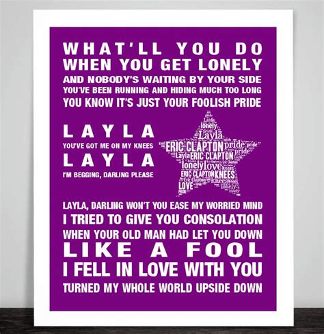 Eric Clapton Layla Music Love Song Lyrics Art Print Rock Star