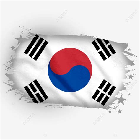 South Korea Shining Flag With Watercolor Brush Flag World Cup