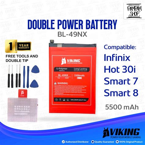 Jual VIKING Baterai BL 49NX Infinix Hot 30i X669C Smart 7 X6515 Smart 8 X6525 BL49NX Double