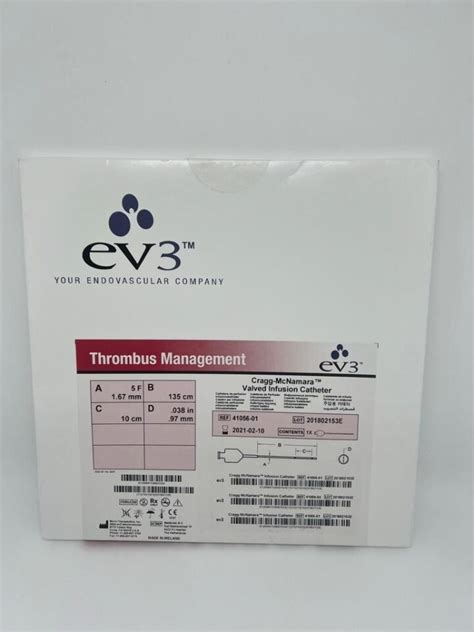 New Ev3 41056 01 Cragg Mcnamara Valved Infusion Catheter 5f X 135cm X