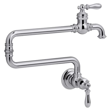 Shop Kohler Artifacts Polished Chrome 2 Handle Pot Filler Wall Mount Kitchen Faucet At