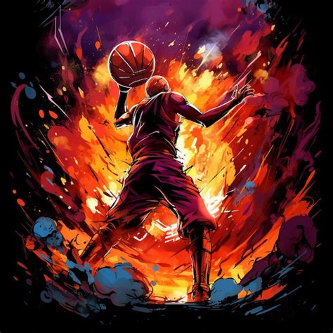 Premium Ai Image Basketball Player Dunking A Flaming Basketball