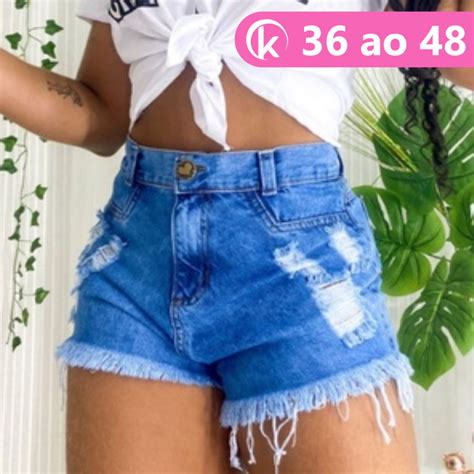 Short Jeans Feminino Hot Pants Cintura Alta Modelo Anita Shopee Brasil