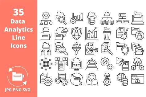 Data Analytics Icon Set Line 35 Icons Graphic By Soremba Designz