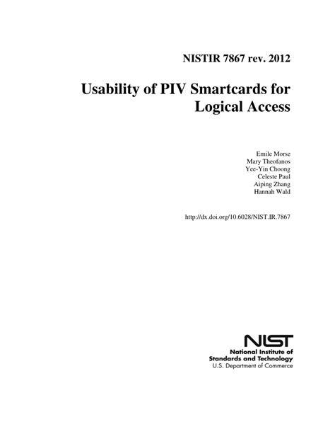 Pdf Usability Of Piv Smartcards For Logical Access